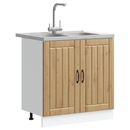 Küchenschrank ""Lucca"" mit Doppelwaschbecken, Artisan Eiche, Holzwerkstoff