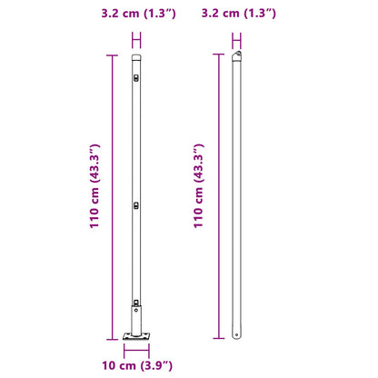 Zaunpfosten mit Bodenplatten 7 Stück Ø32mm 110cm Beton