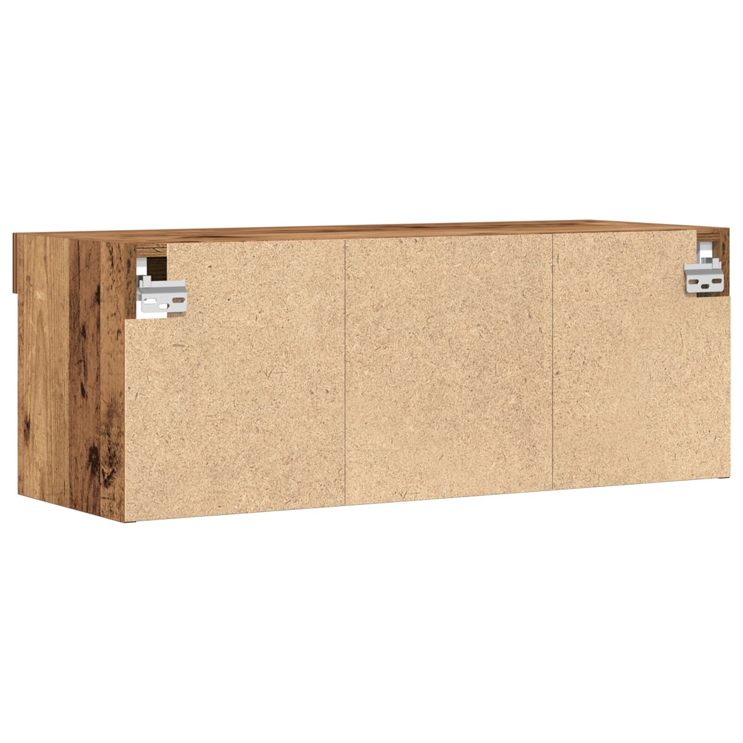 TV-Wandregal mit LED-Lichtern aus altem Holz 80x30x30 cm