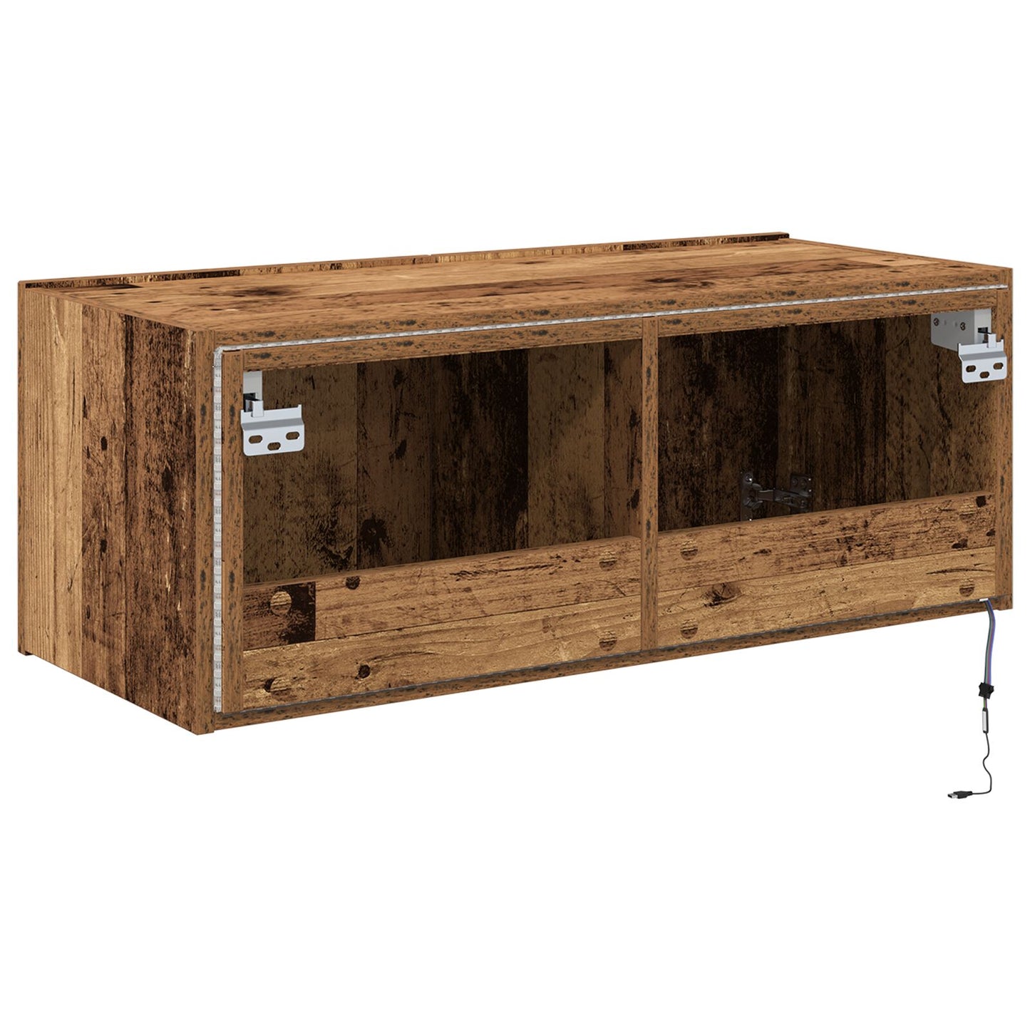 TV-Wandregal mit LED-Beleuchtung Altholz 80x35x31 cm