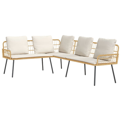 4-teilige Garten-Sofaset mit Kissen aus natürlichem Poly-Rattan
