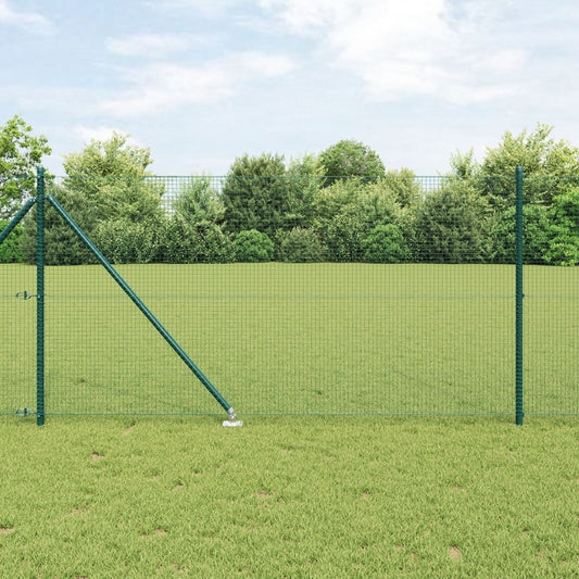 Zaunpfosten-Set 2er Set Grün Metall und PVC 25 x 1 m Langlebig