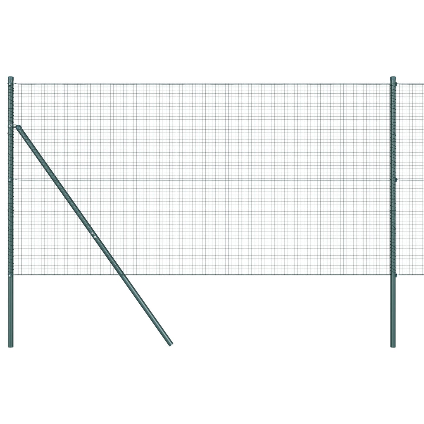 Zaunpfosten-Set Set mit 2 Grün Pulverbeschichteter Stahl 25 x 1 m