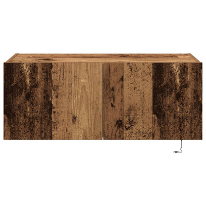 TV-Wandregal mit LED-Beleuchtung Altholz 80x35x31 cm