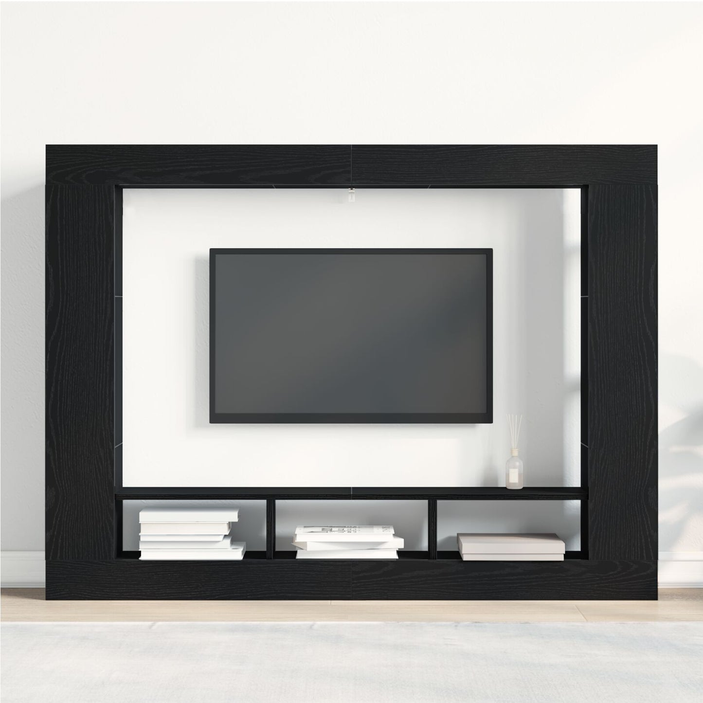 TV-Schrank Wandmontiert Schwarz Eiche 152x22x113 cm