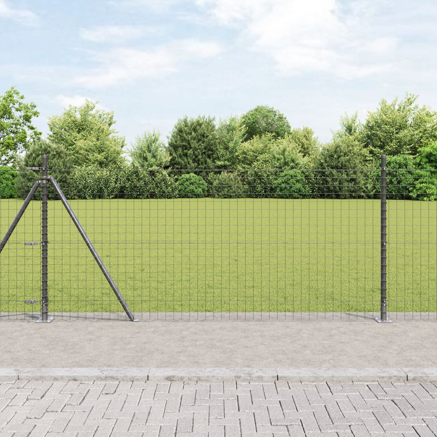 Zaunpfosten mit Bodenplatten 7 Stück Ø32mm 110cm Beton