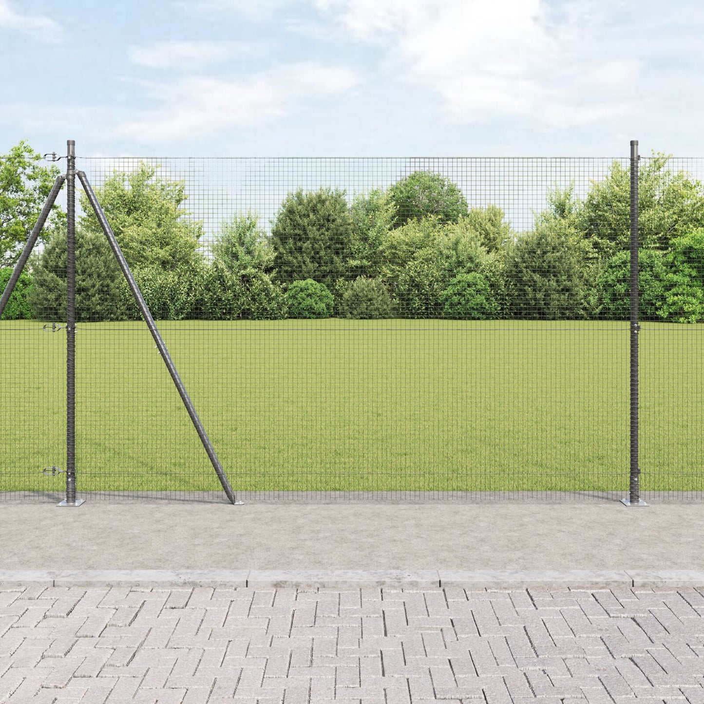 Zaunpfosten-Set Set aus 2 Grau Metall 25 x 1,5 m Robust