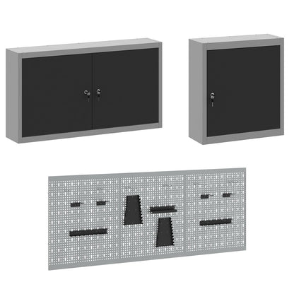 Werkbank Set 6-teilig Schwarz Stahl Groß Höhenverstellbar