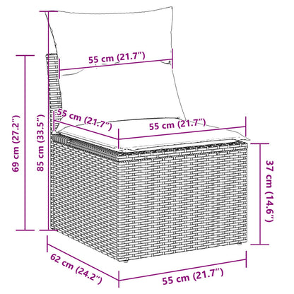 7-teiliges Garten-Sofaset mit Kissen Beige Poly-Rattan