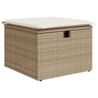 6-teiliges Garten-Sofa-Set mit Kissen Beige Poly Rattan