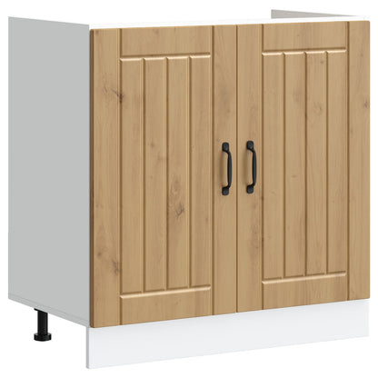 Küchenschrank ""Lucca"" mit Doppelwaschbecken, Artisan Eiche, Holzwerkstoff
