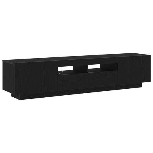 TV-Schrank mit LED-Lichtern, Schwarz, Eiche, 180x35x40 cm, Holzwerkstoff