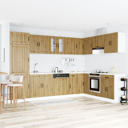 Küchenschrank ""Lucca"" mit Doppelwaschbecken, Artisan Eiche, Holzwerkstoff