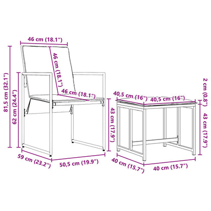 10-teiliges Gartenesszimmer-Set mit Kissen aus Stahl und Textilene