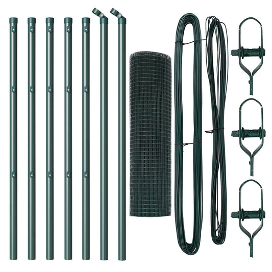 Zaunpfosten Set Set von 2 Grün Polyethylen-beschichteter Stahl