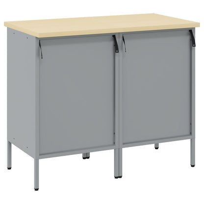 Werkbank 2er Set Schwarz und Grau aus Holzwerkstoff und Stahl