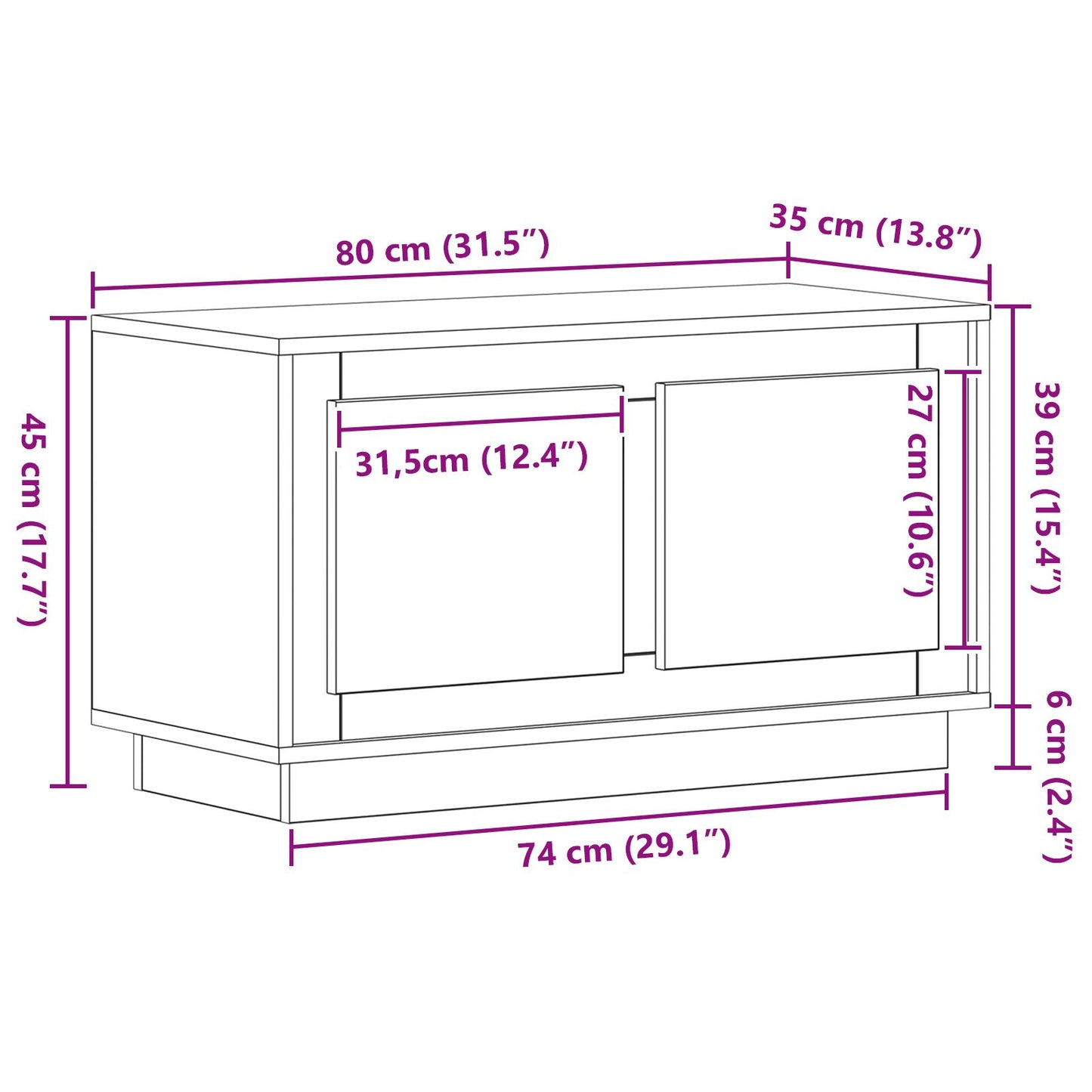 TV-Schrank Alteille 80x35x45 cm Engineered Wood