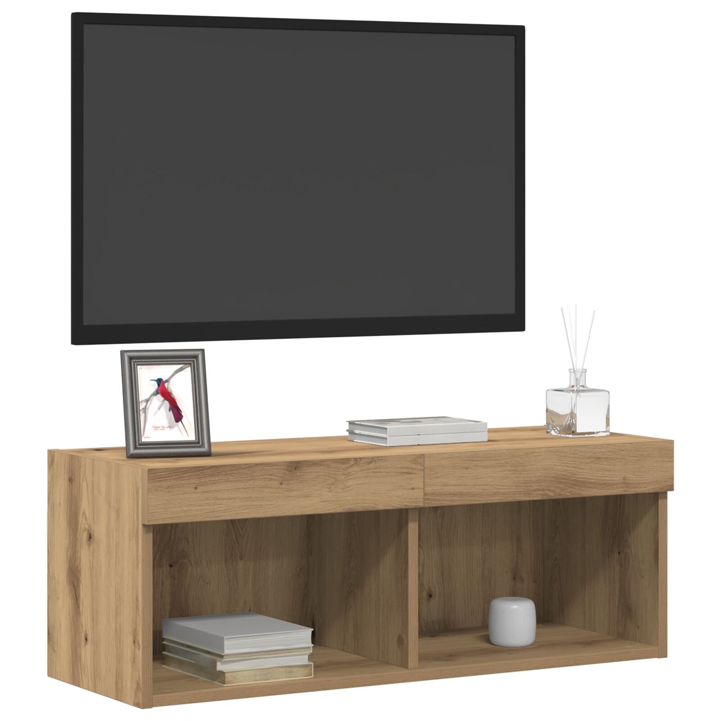 TV-Wandregale mit LED-Lichtern 2 Stück Artisan Eiche 80x30x30 cm