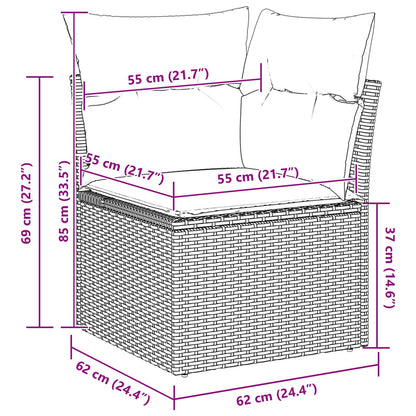 10-teiliges Garten Sofa Set mit Kissen Beige Poly Rattan