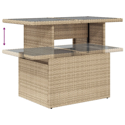 9-teiliges Garten Sofa Set mit Kissen Beige Poly Rattan