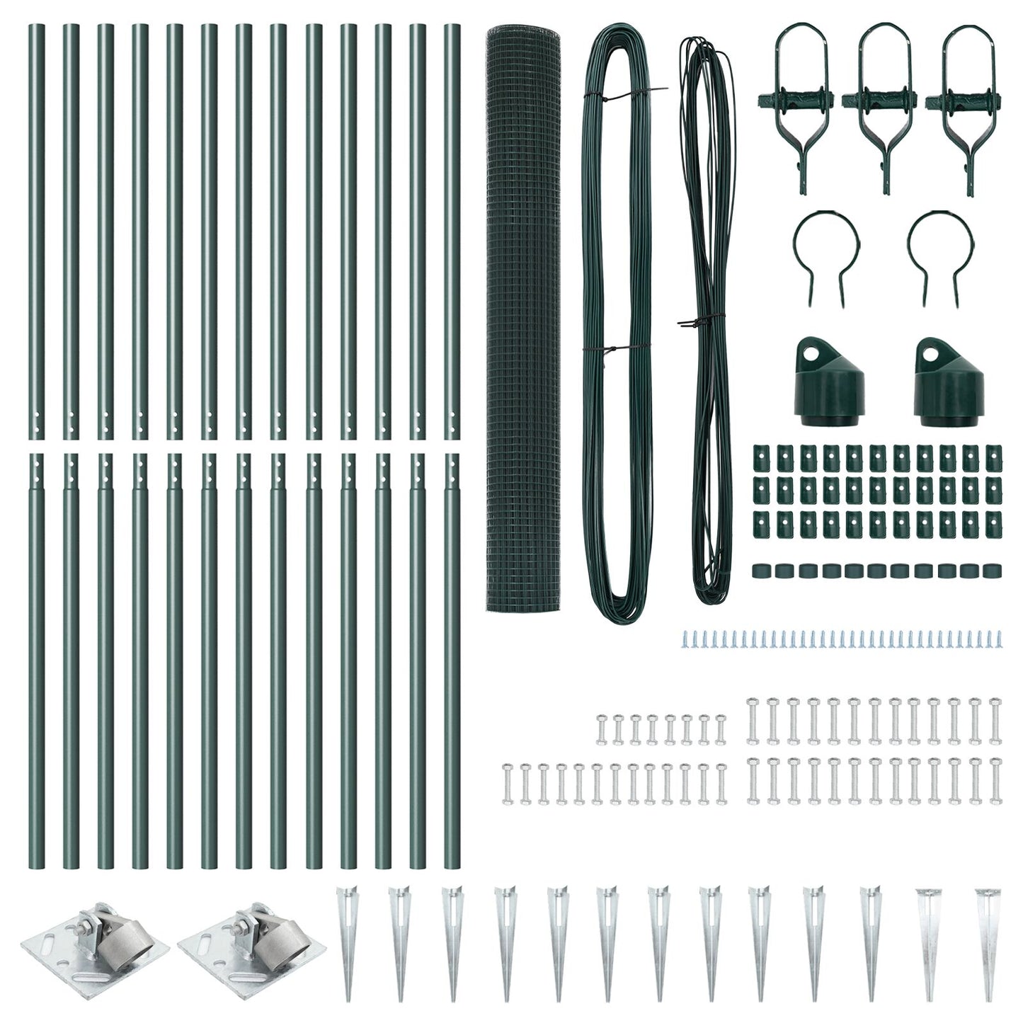 Zaunpfosten-Set 2er Set Grün Metall und PVC 25 x 1 m Langlebig