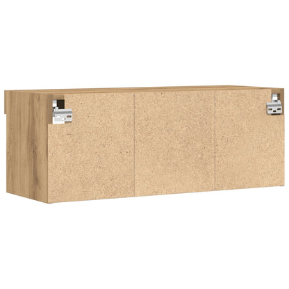 TV-Wandregale mit LED-Lichtern 2 Stück Artisan Eiche 80x30x30 cm