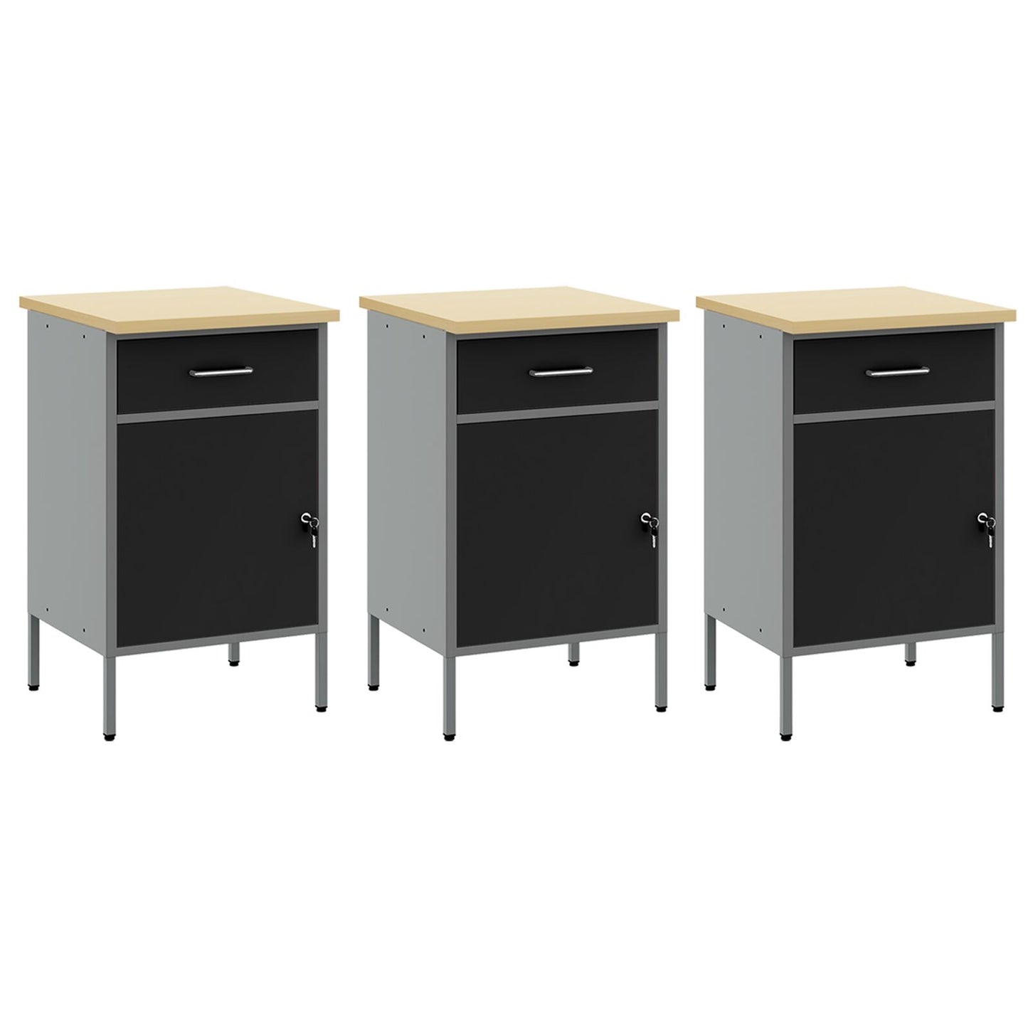 Werkbank Set 6-teilig Schwarz Stahl Groß Höhenverstellbar