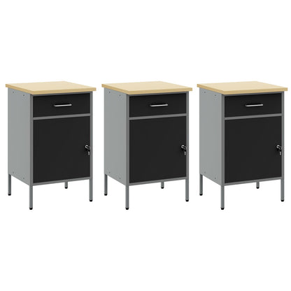 Werkbank Set 6-teilig Schwarz Stahl Groß Höhenverstellbar