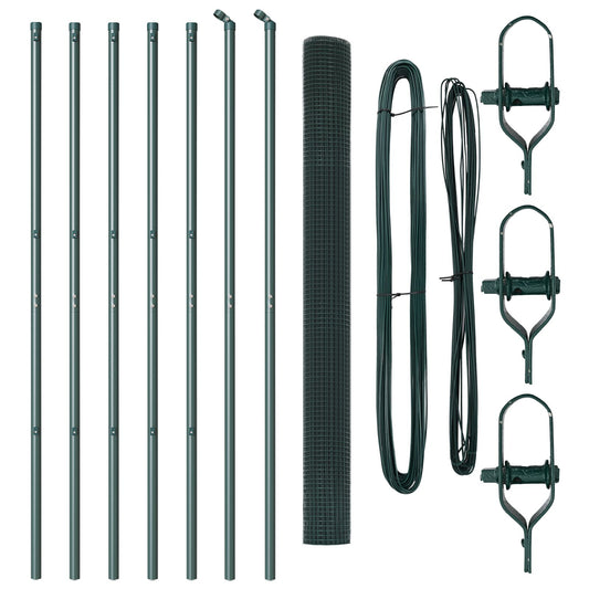 Zaunpfosten Set Set mit 2 Grün PVC-beschichteter Stahl 10 x 1,5 m