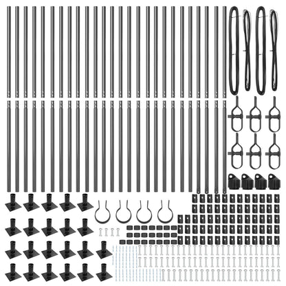 Zaunpfosten Set von 52 Grau Beton 3,2 x 3,2 x 78,5 cm Langlebig