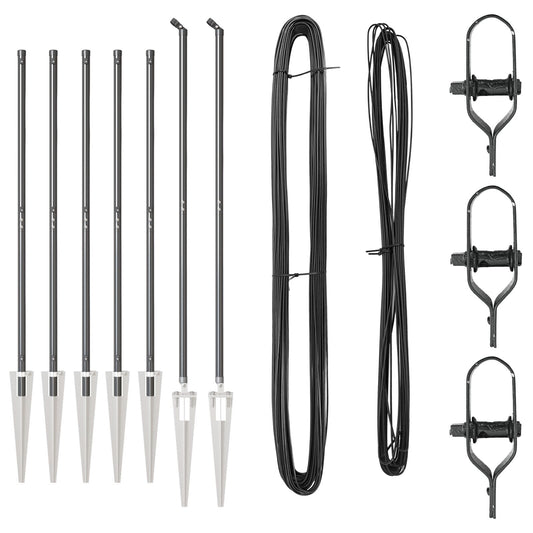 Zaunpfosten Set 14 Teile Grau Metall