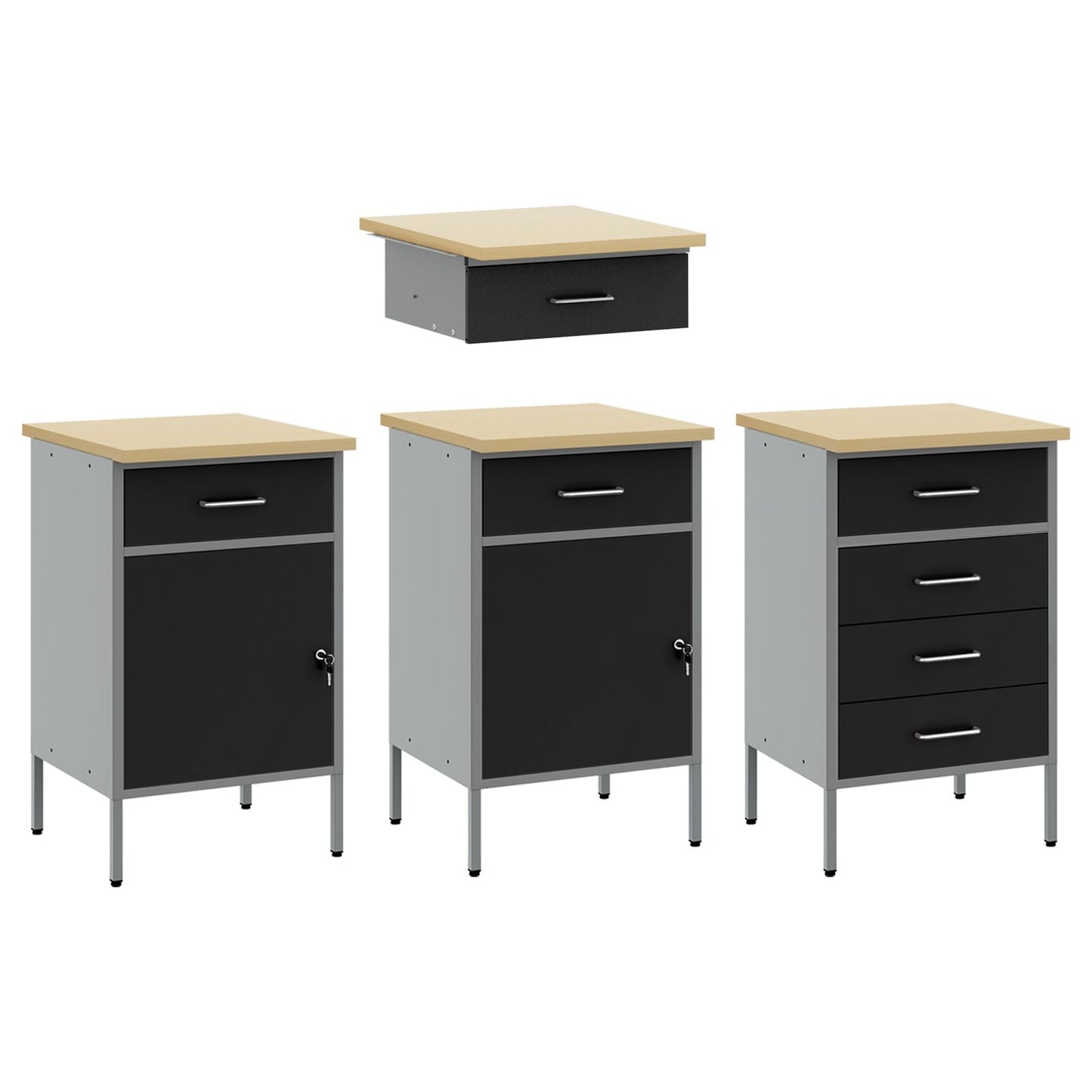 10-teiliges Werkbank-Set aus schwarzem Stahl