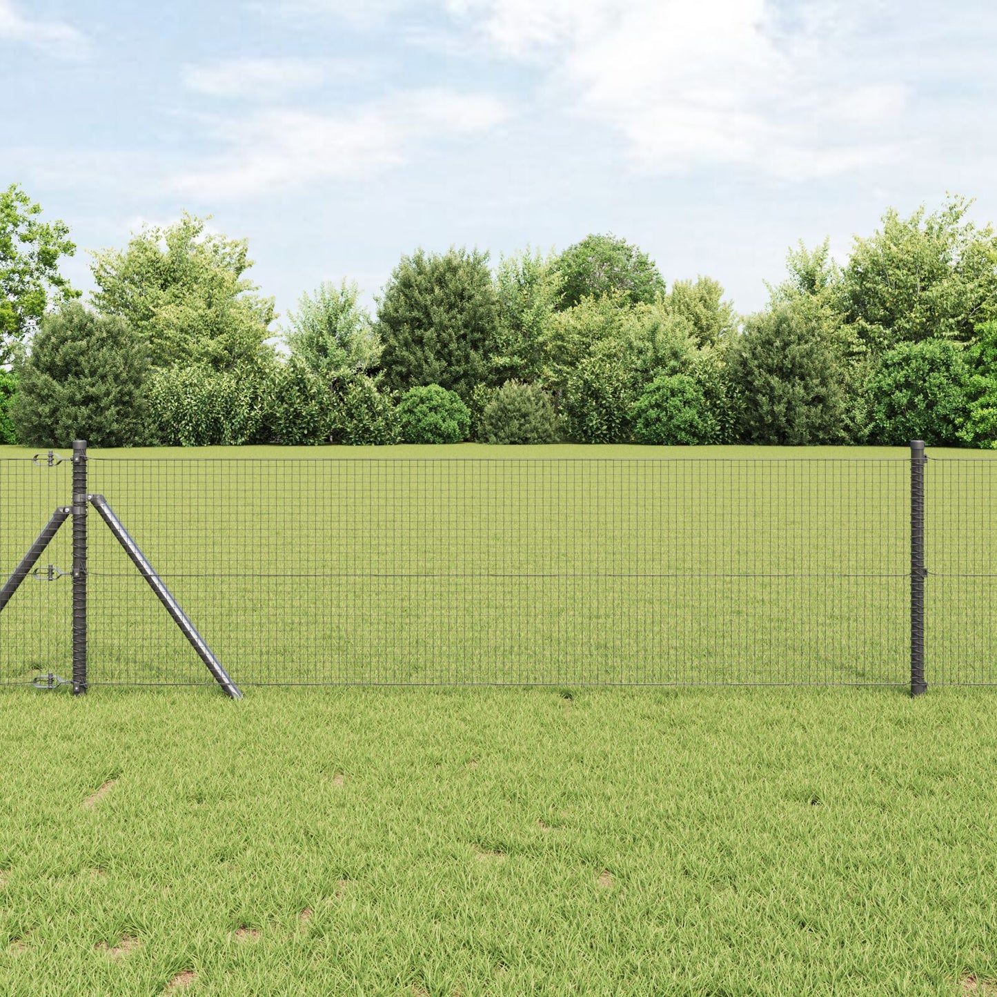 Zaunpfostenset Set aus 2 Grau Galvanisiertes Metall 10 x 0,5 m