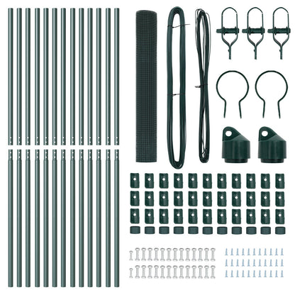 Zaunpfosten-Set Set mit 2 Grün Pulverbeschichteter Stahl 25 x 1 m