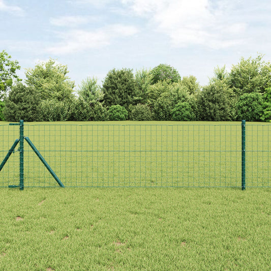 Zaunpfosten 52 Stück Grün Ø32 mm 80 cm Galvanisiertes Stahl