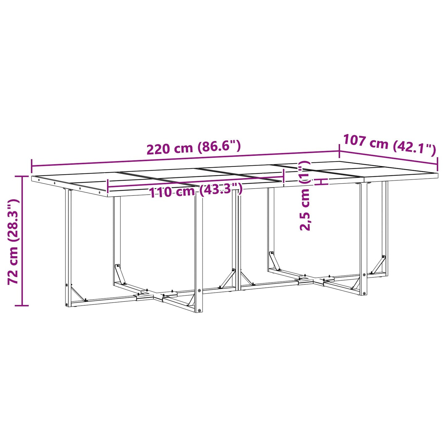 10-teiliges Gartenesszimmer-Set mit Kissen aus Stahl und Textilene