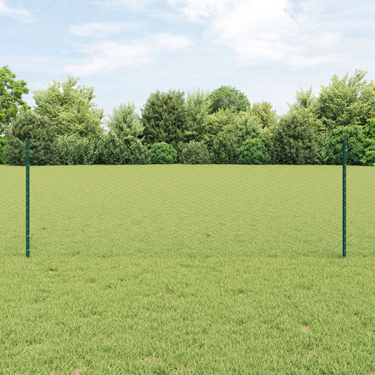 Zaunpfosten, 11 Stück U-Profil, Grün, 80 cm, Stahl, vidaXL Sechseckzaun, Grün, 0,8x25 m, Stahl