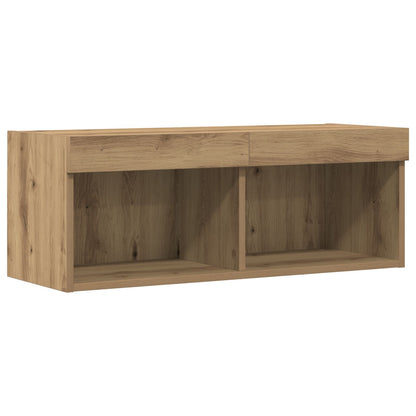 TV-Wandregale mit LED-Lichtern 2 Stück Artisan Eiche 80x30x30 cm