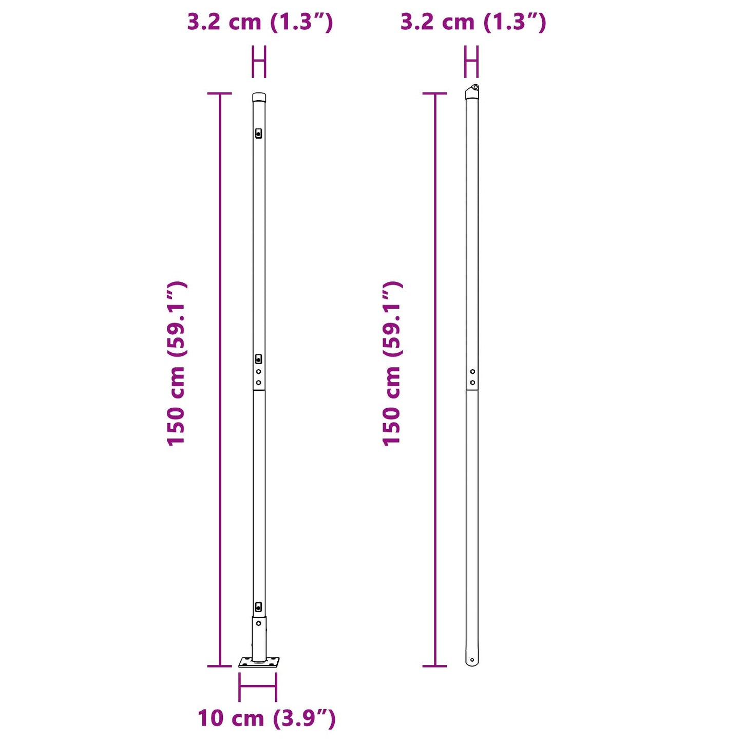 Zaunpfosten Set von 52 Grau Beton 3,2 x 3,2 x 78,5 cm Langlebig