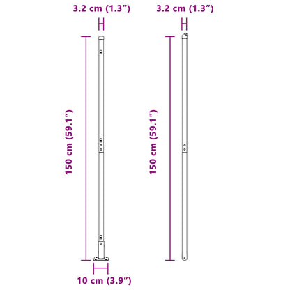 Zaunpfosten Set von 52 Grau Beton 3,2 x 3,2 x 78,5 cm Langlebig