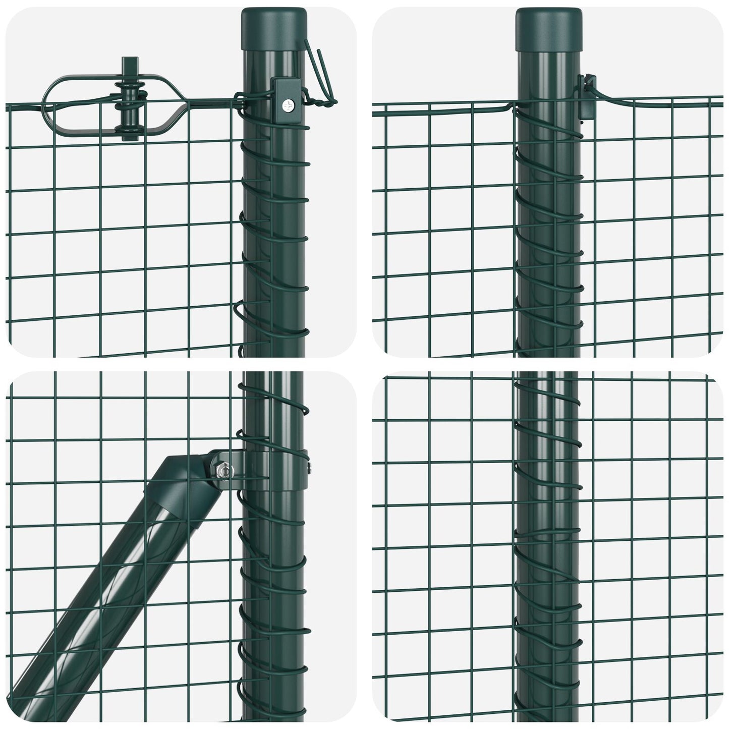 Zaunpfosten-Set 2er Set Grün Metall und PVC 25 x 1 m Langlebig