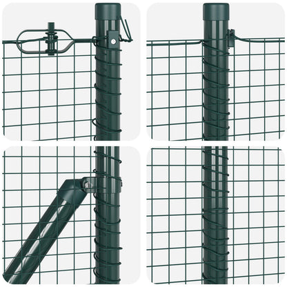 Zaunpfosten-Set 2er Set Grün Metall und PVC 25 x 1 m Langlebig