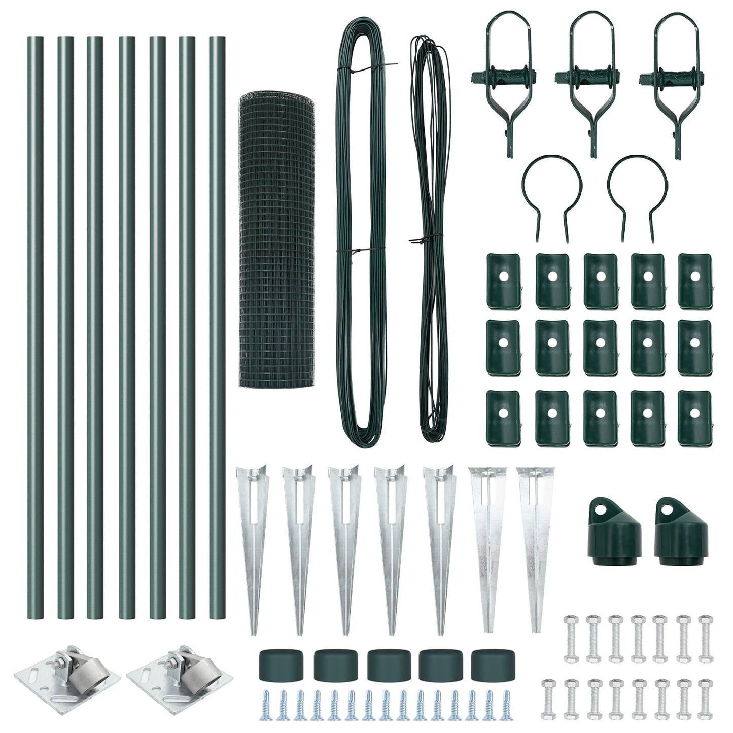 Zaunpfosten-Set Set aus 2 Grün Mit Kunststoff beschichtetem Stahl