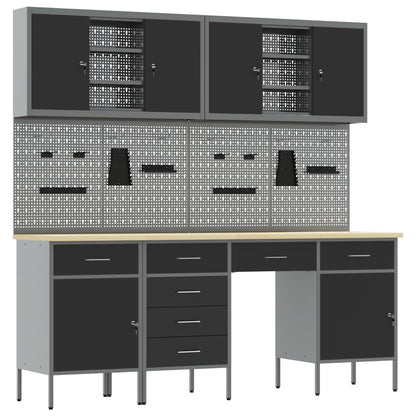 10-teiliges Werkbank-Set aus schwarzem Stahl