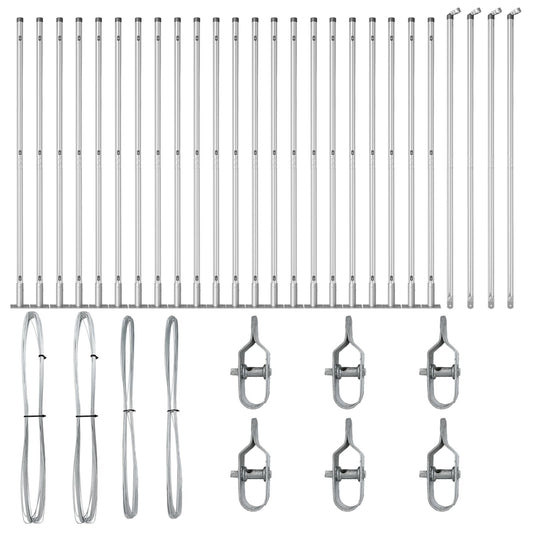 Zaunpfosten Set aus 52 Verzinkter Stahl 3.2 x 3.2 x 88.5 cm