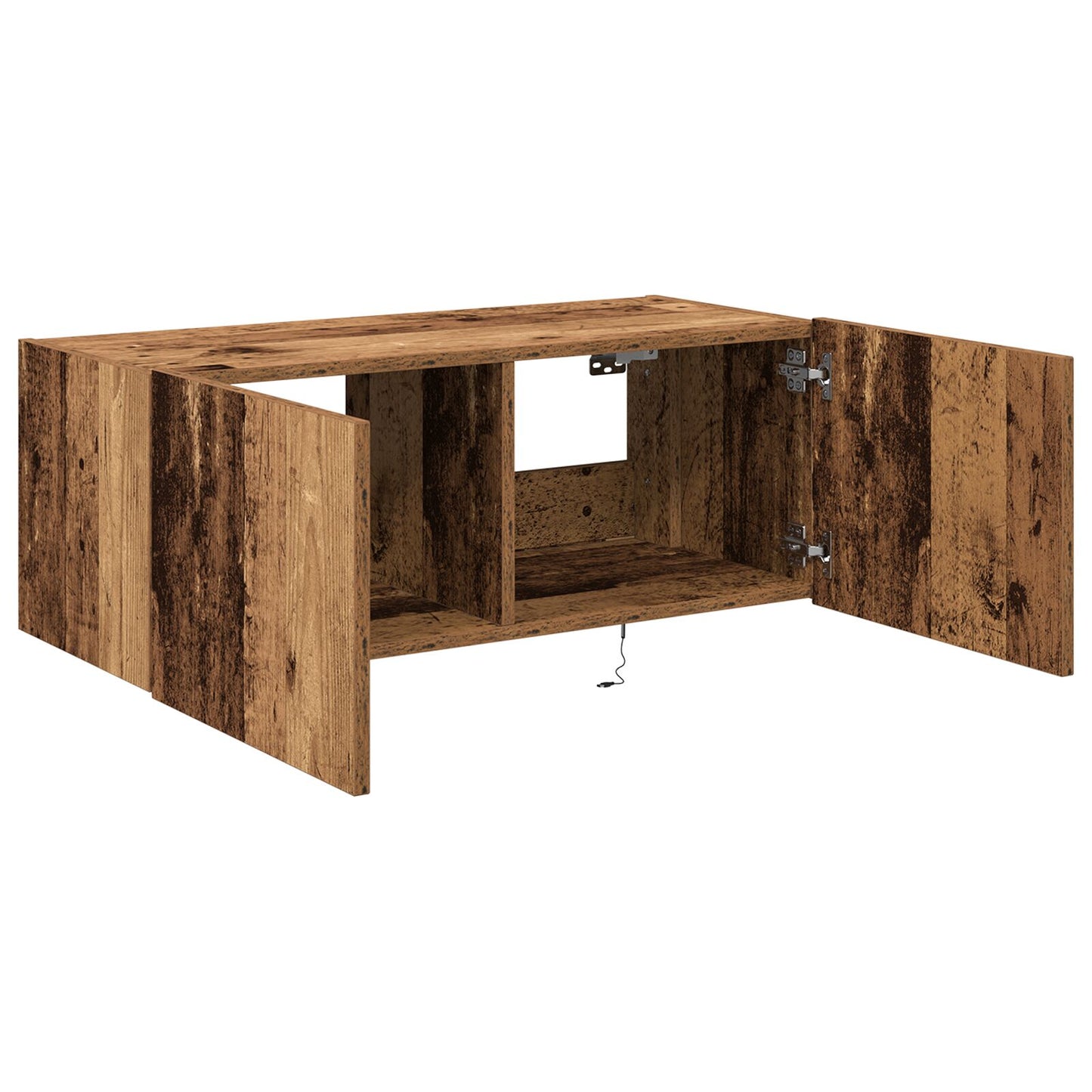 TV-Wandregal mit LED-Beleuchtung Altholz 80x35x31 cm