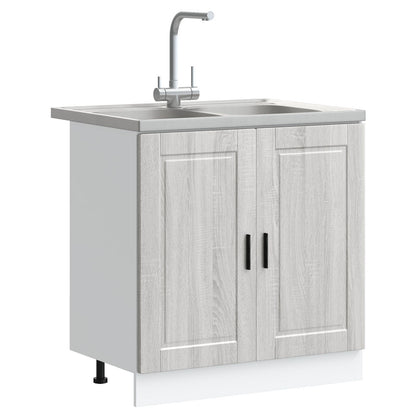 Waschbecken-Unterschrank ""Porto"" mit Waschbecken Grau Sonoma 80x46x84,5 cm Holzwerkstoff