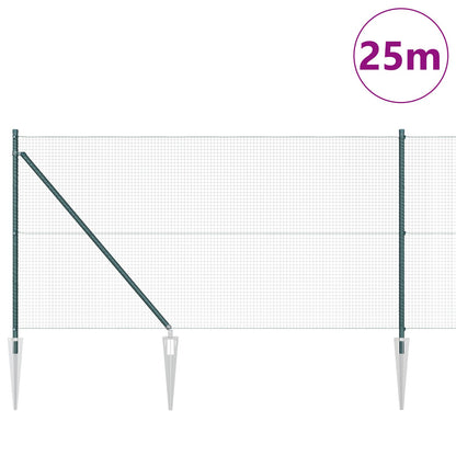 Zaunpfosten-Set 2er Set Grün Metall und PVC 25 x 1 m Langlebig