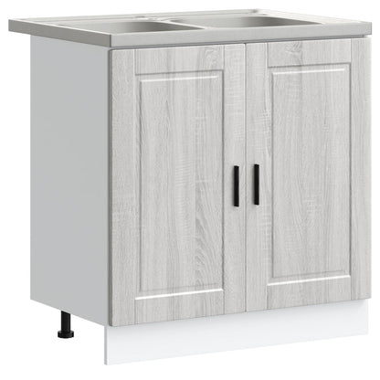 Waschbecken-Unterschrank ""Porto"" mit Waschbecken Grau Sonoma 80x46x84,5 cm Holzwerkstoff