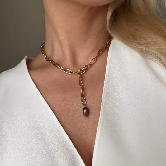 PERLANERA Kette | Edelstahl | wasserfest - Shopgalaxy